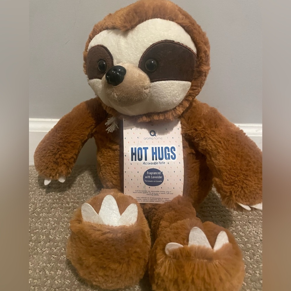 AROMA HOME HOT HUGS BROWN SLOTH LAVENDER SCENTED MICROWAVE PLUSH‎ TOY NWT